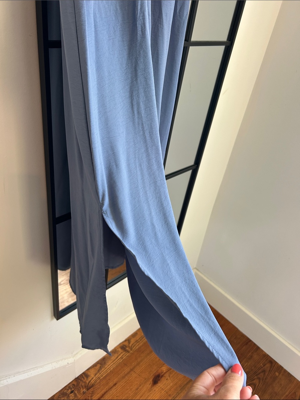 Baby Blue Smocked Waist V-Neck Midi Dress - Picture 4 of 11